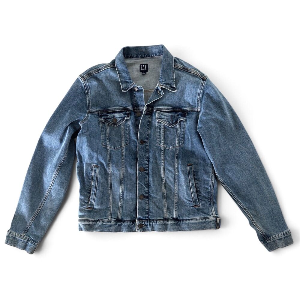 GAP Denim Men's Large Trucker Jacket Blue Jean Jacket Classic